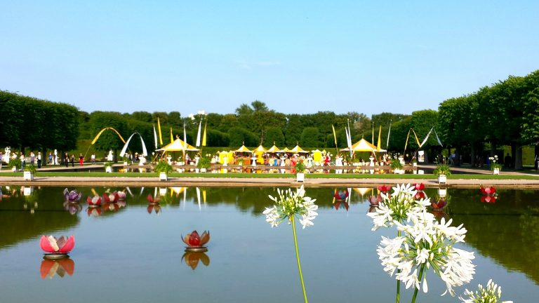 flowers-pond-with-reflections-against-clear-sky-herrenhausen-gardens